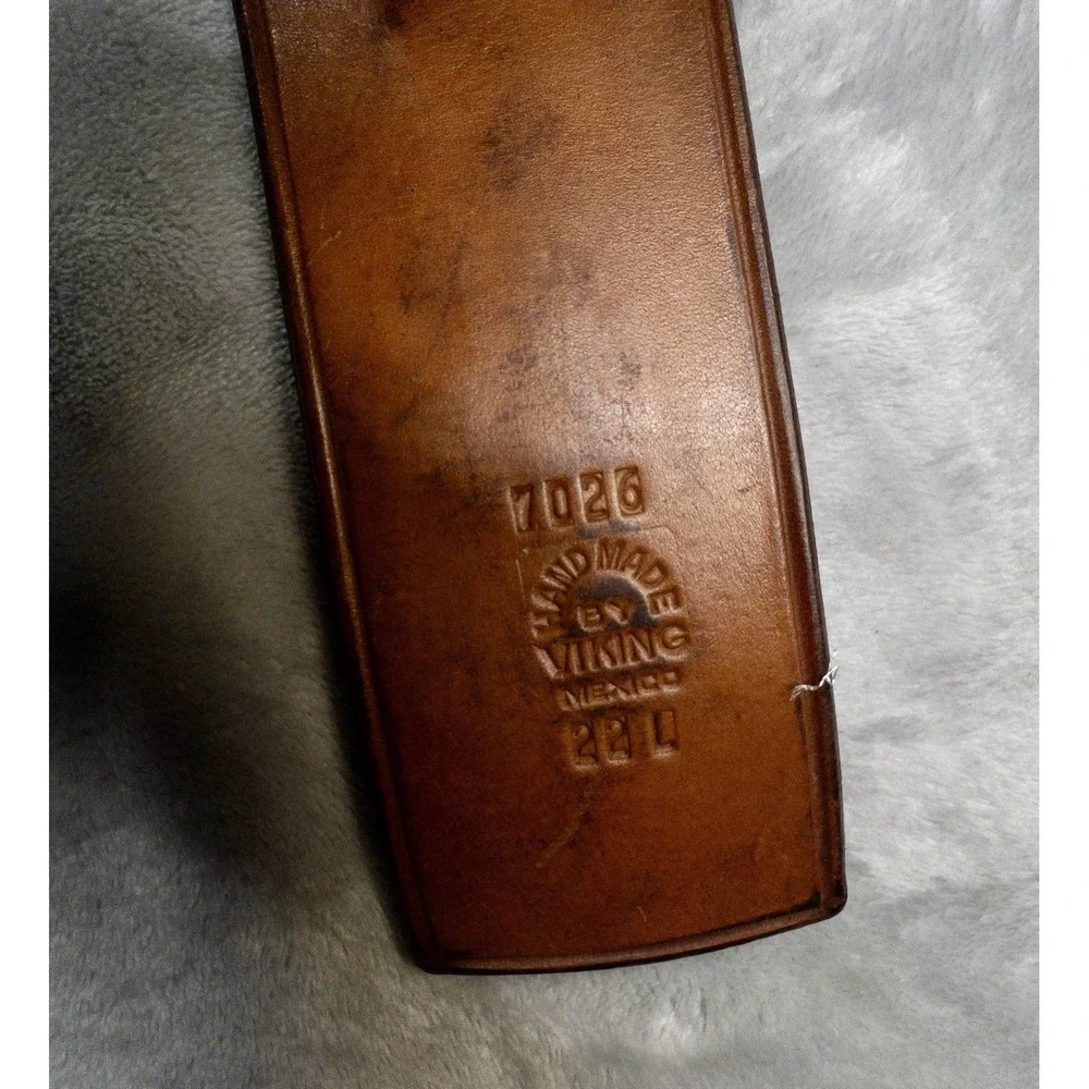 Vtg Viking Western Brown Leather Gun Cartridge Belt 7026 Mens Large Outdoors